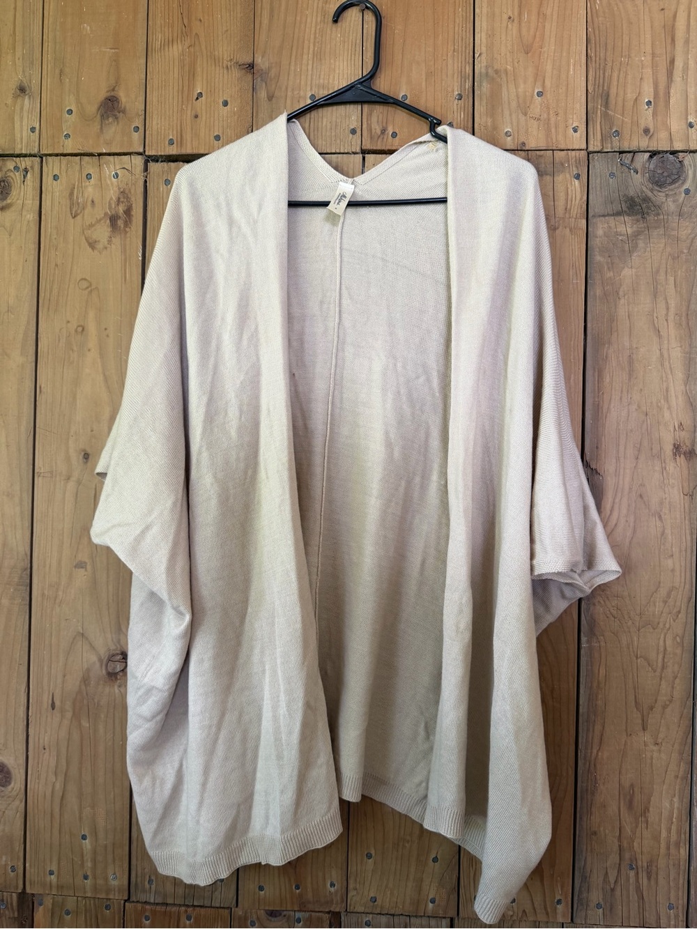 mahina Light Beige Open-Front Knit Cardigan